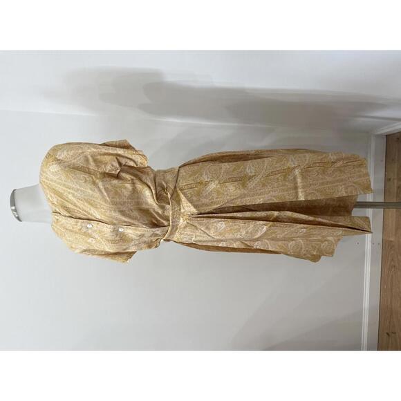 Vintage Yellow Paisley Button Front Dress with Pleated Skirt Set - Picture 6 of 13